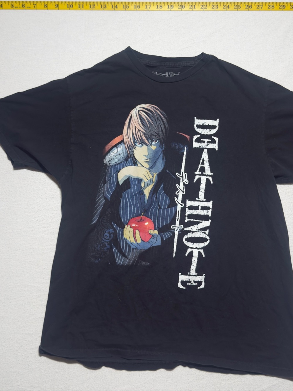 Death Note Graphic Short Sleeve Tee — Black with Red Apple